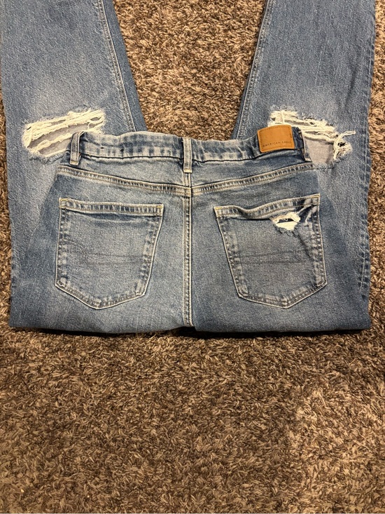 American Eagle Outfitters Denim - Women's American Eagle Light Blue Distressed Curvy Mom Jeans